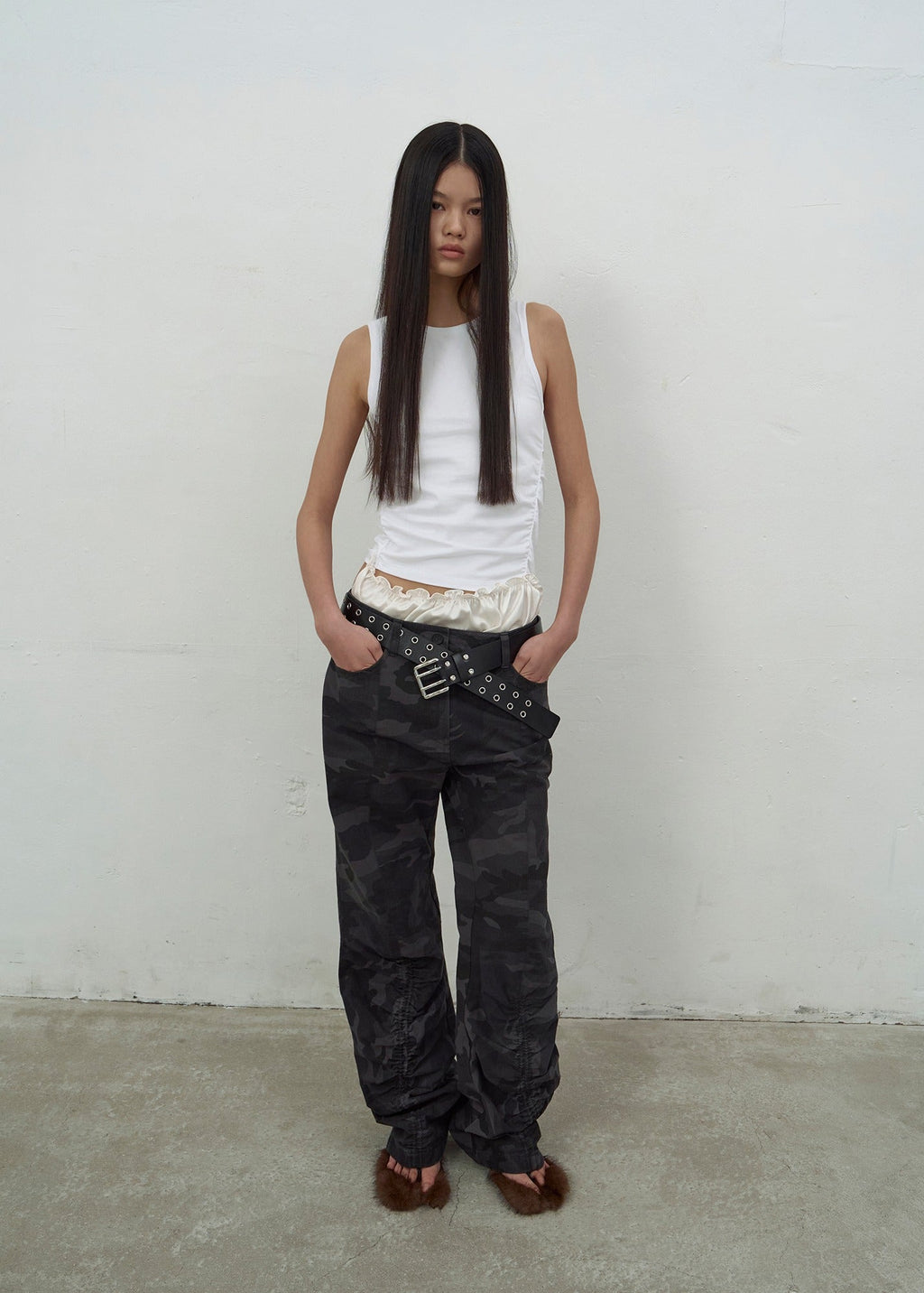 CAMOUFLAGE STRING TROUSERS (DARK GREY)