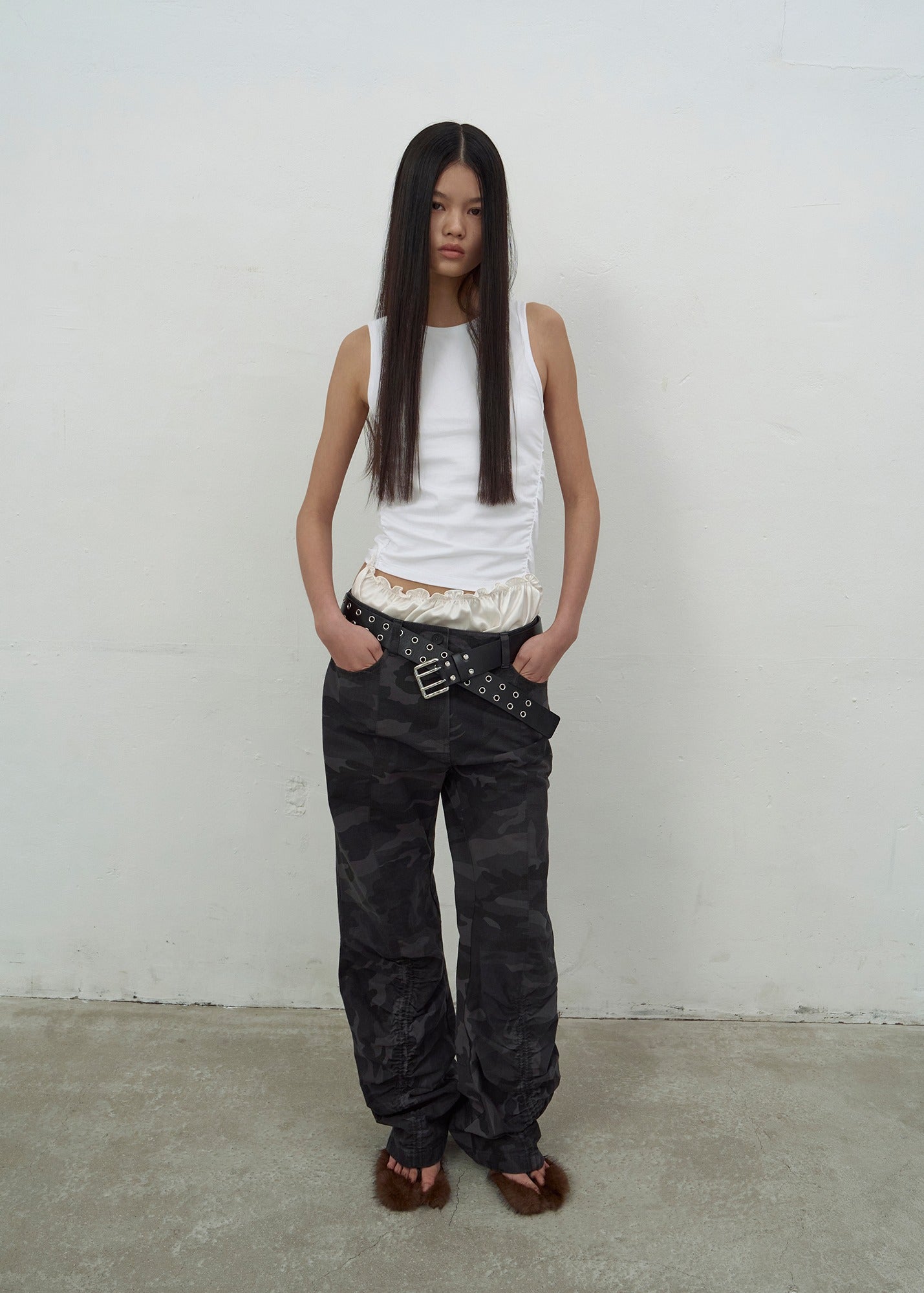 CAMOUFLAGE STRING TROUSERS (DARK GREY)