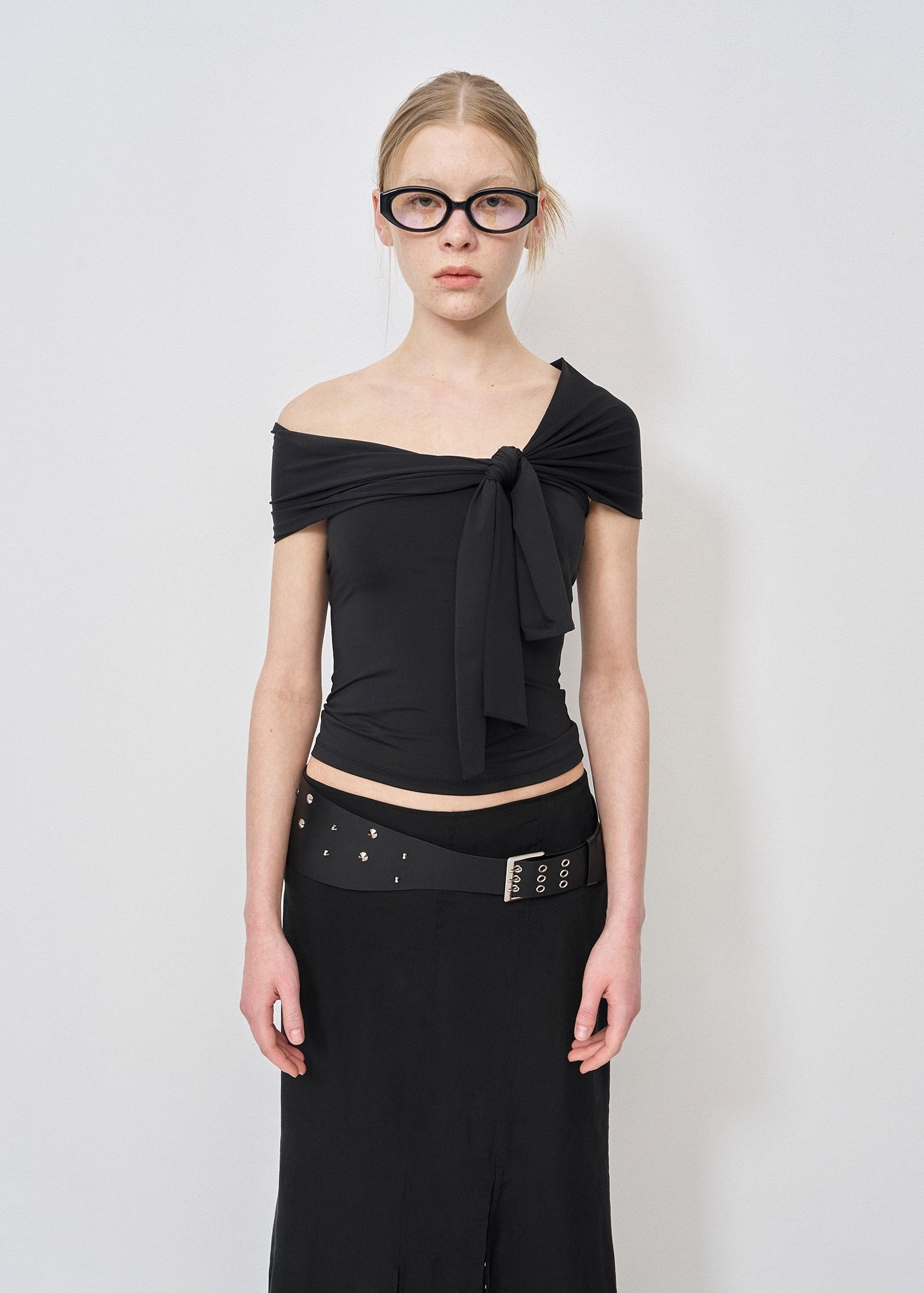 KNOT-DETAIL JERSEY TOP