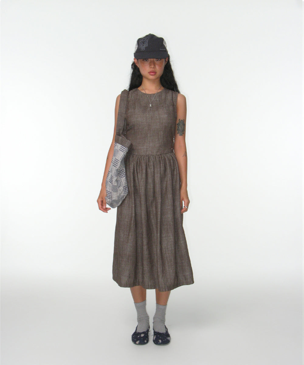 SHIRRING FLAT SHOES NAVY