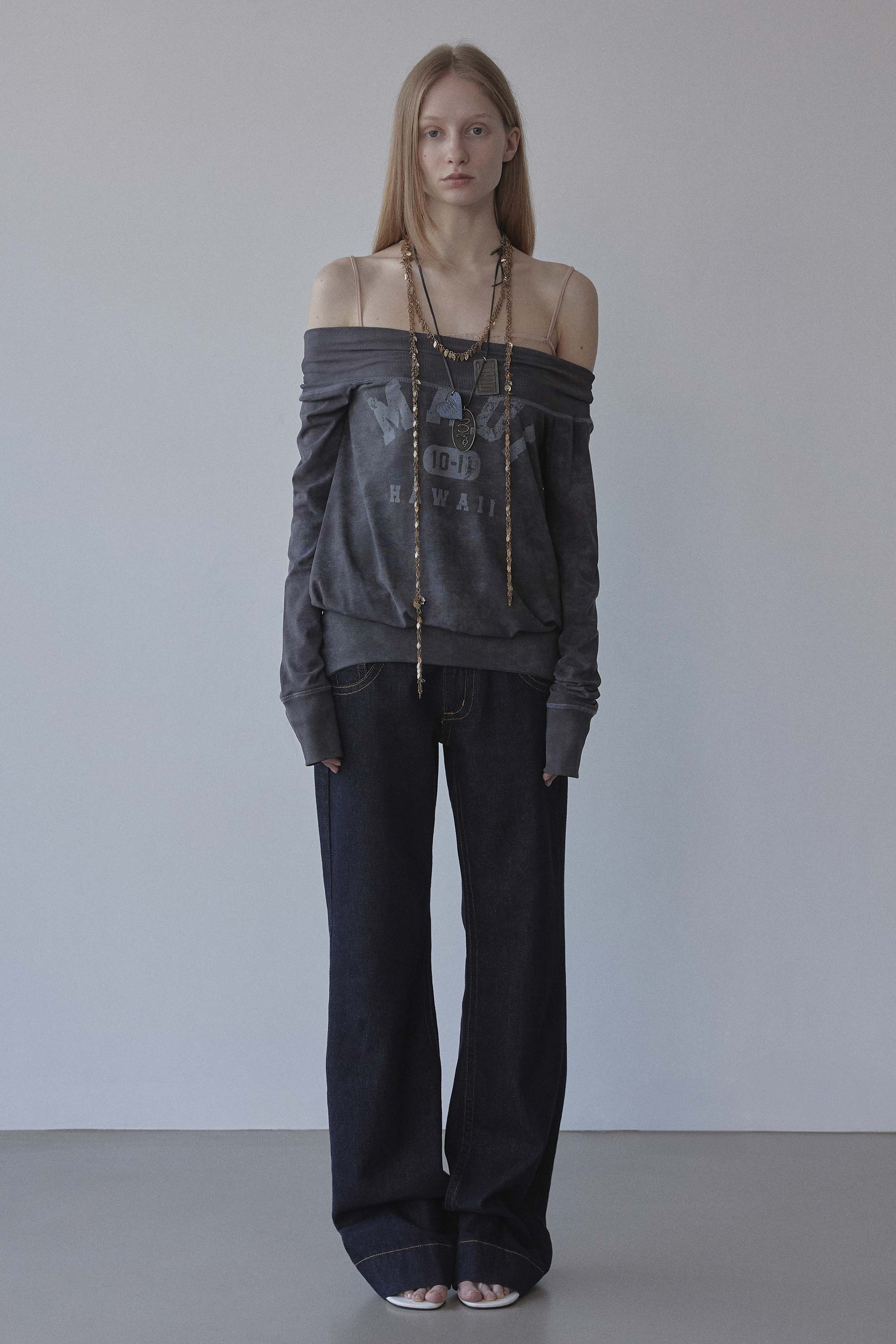 Maui Off-Shoulder Dress Washed Charcoal