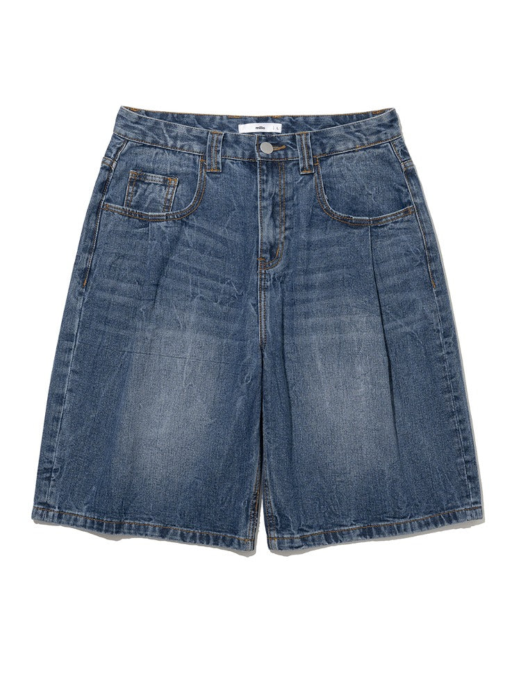 Denim Bermuda Pants Mid Blue