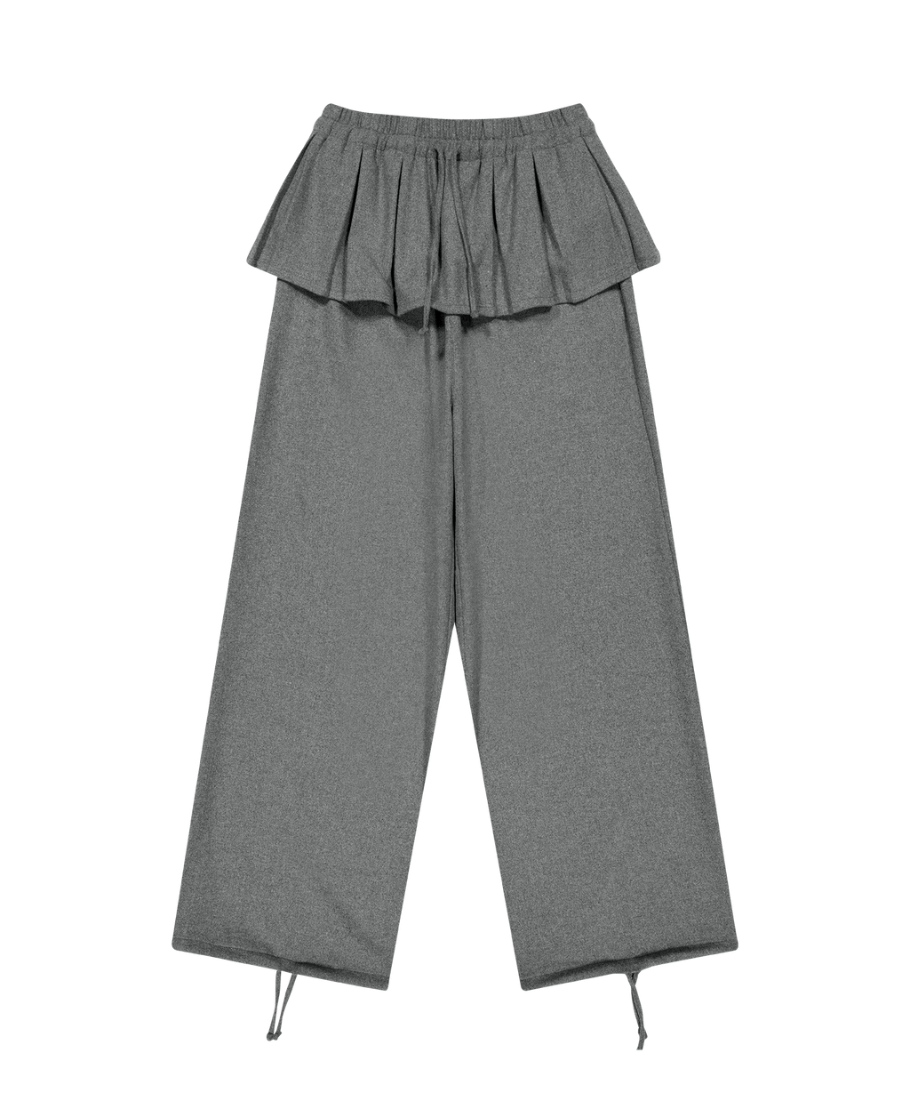 PLEATS OVER WOOL PANTS GREY