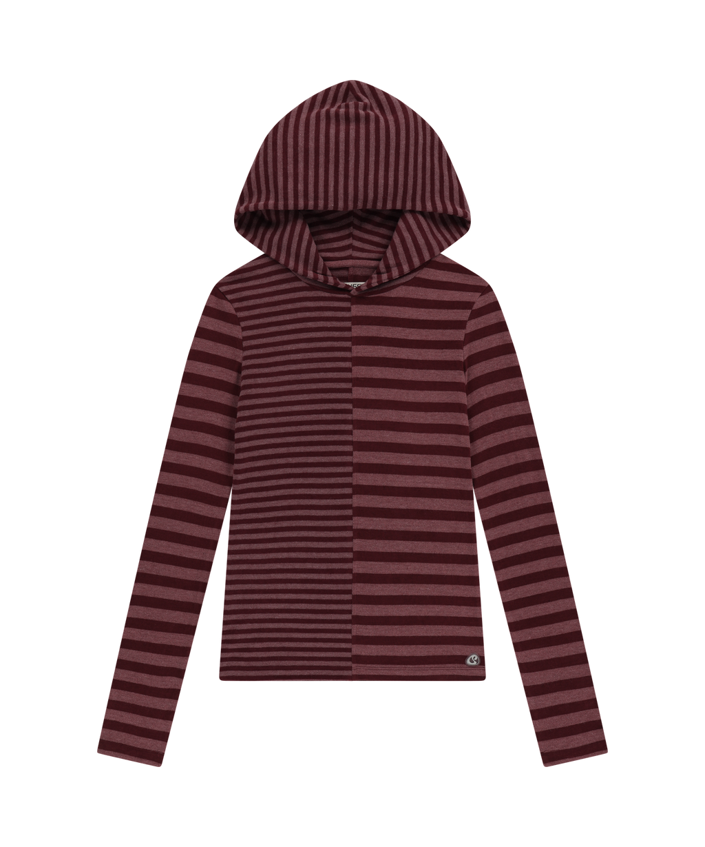 MIXED STRIPE HOODIE RED