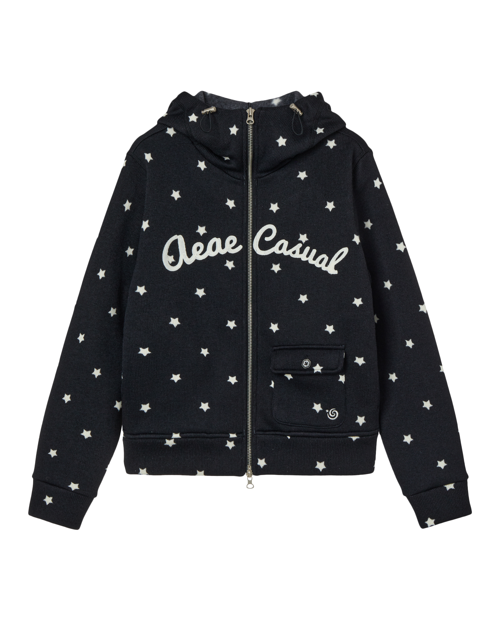 STAR HIGH NECK ZIP UP BLACK