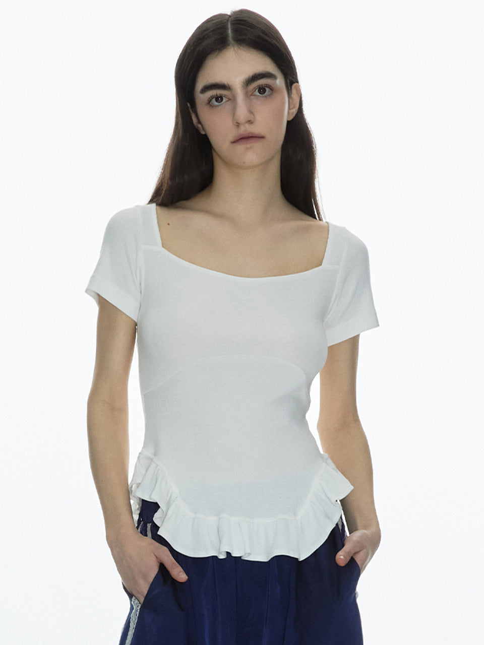 Ribbed Apron T-Shirt White