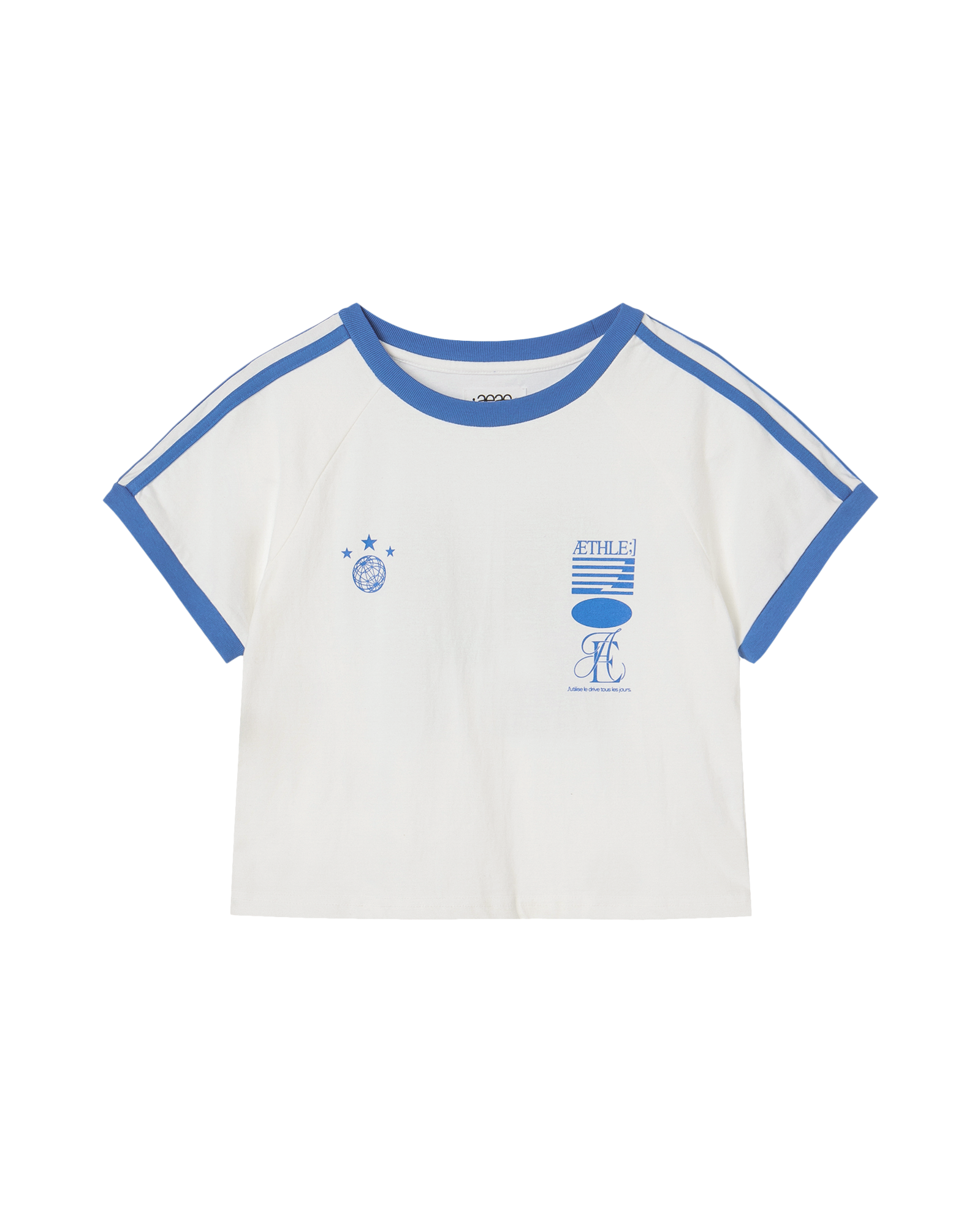 ATHLETE STRIPE HALF T-SHIRTS WHITE