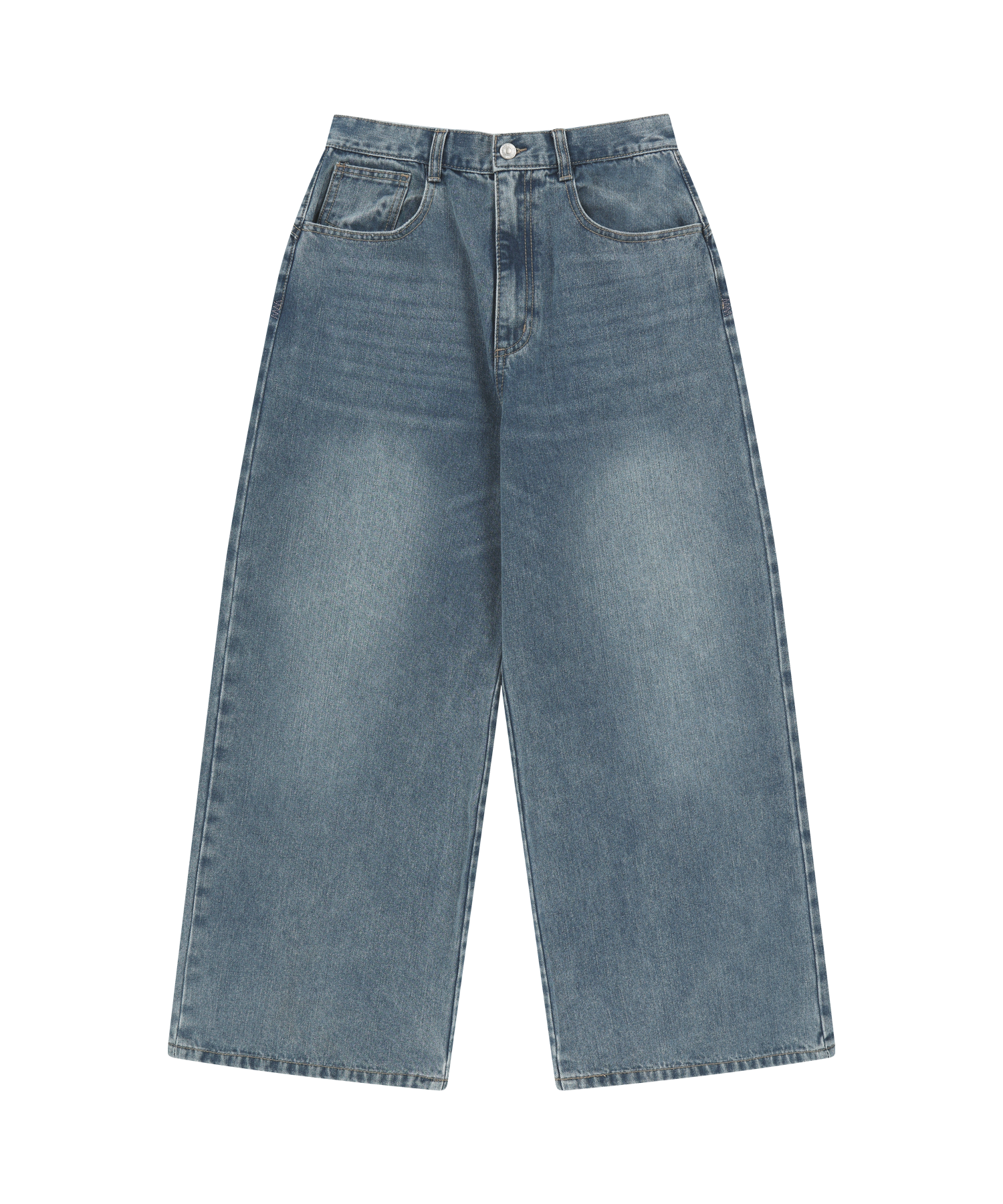 W STITCH DENIM PANTS BLUE