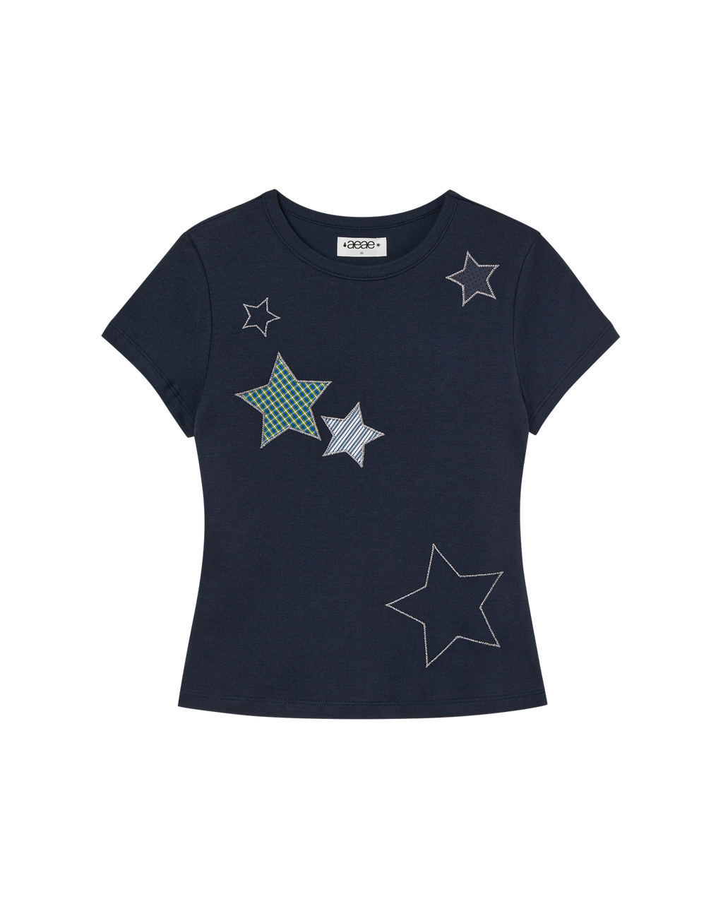 CHECK STAR TEE NAVY