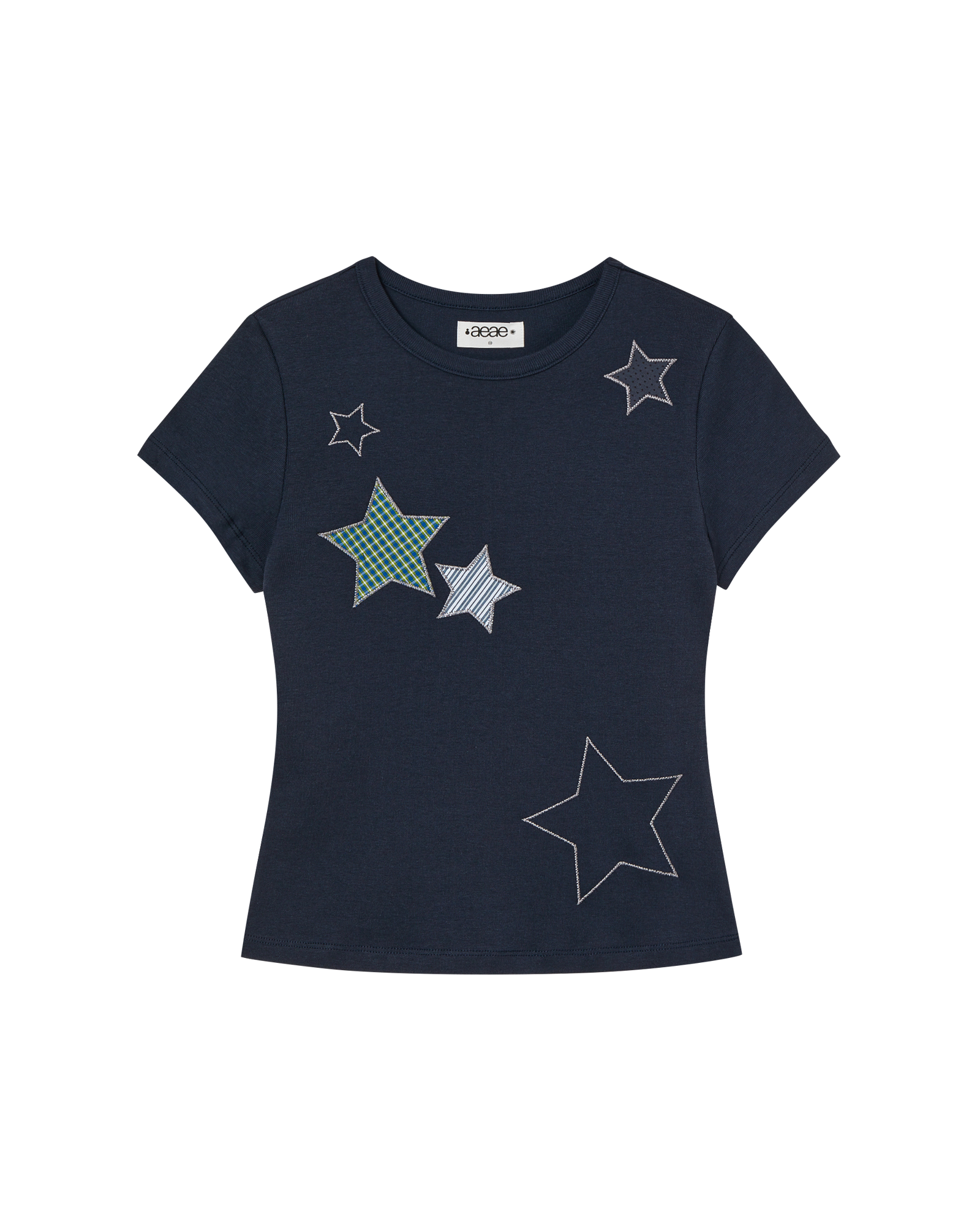 CHECK STAR TEE NAVY