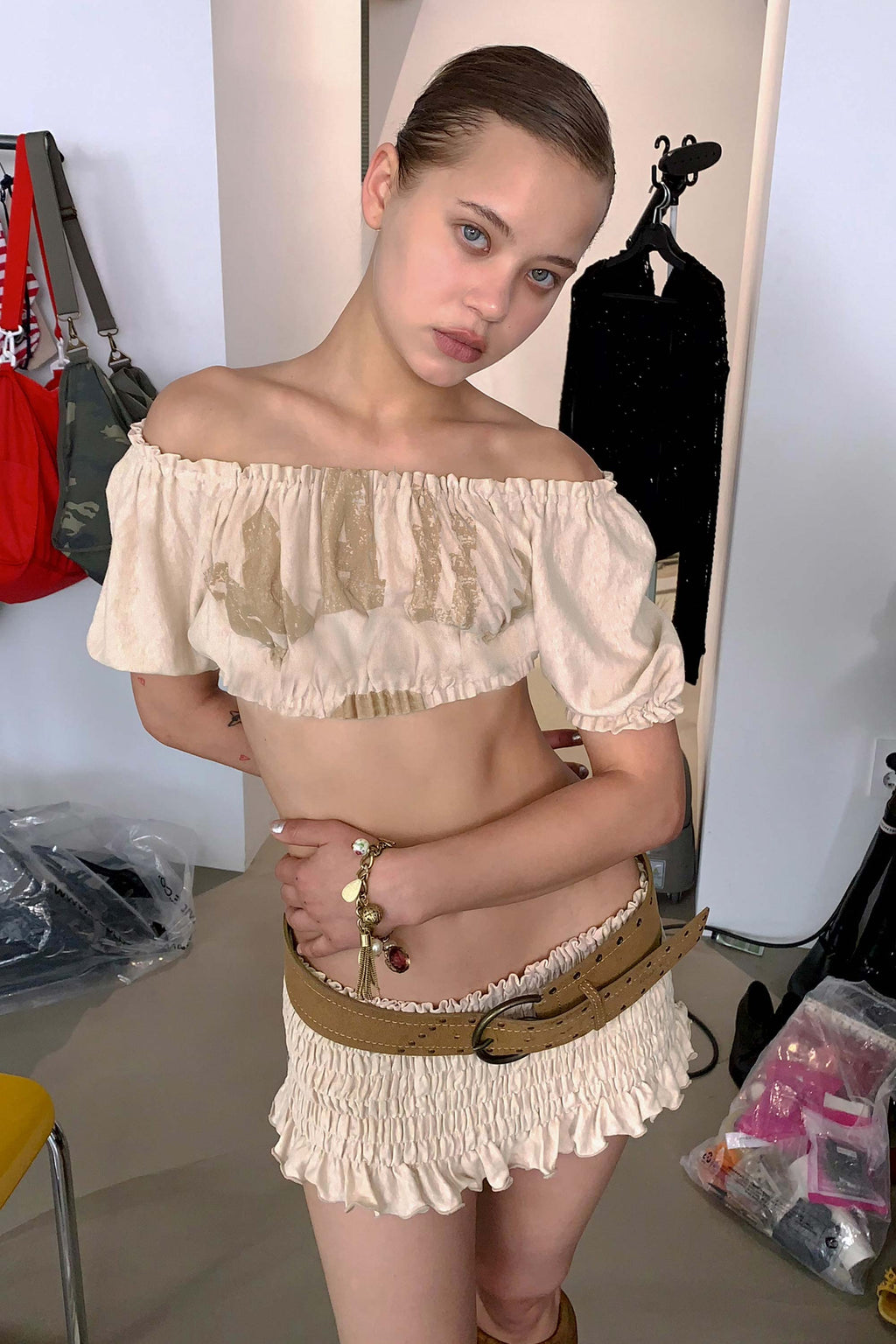 Crinkle Volumer Skort Dusty Beige