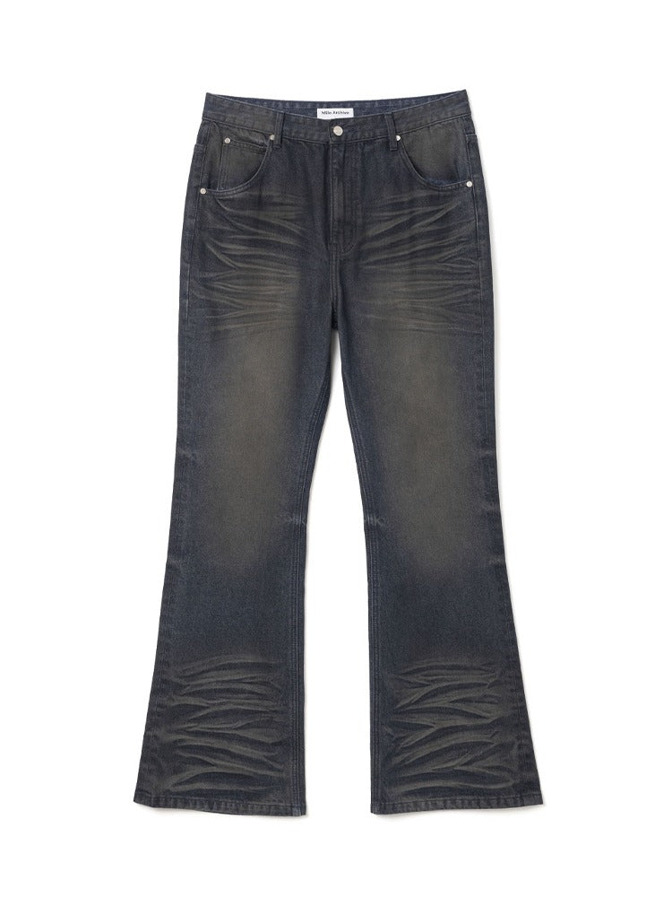 Constructed Flare Jeans Washed Blue
