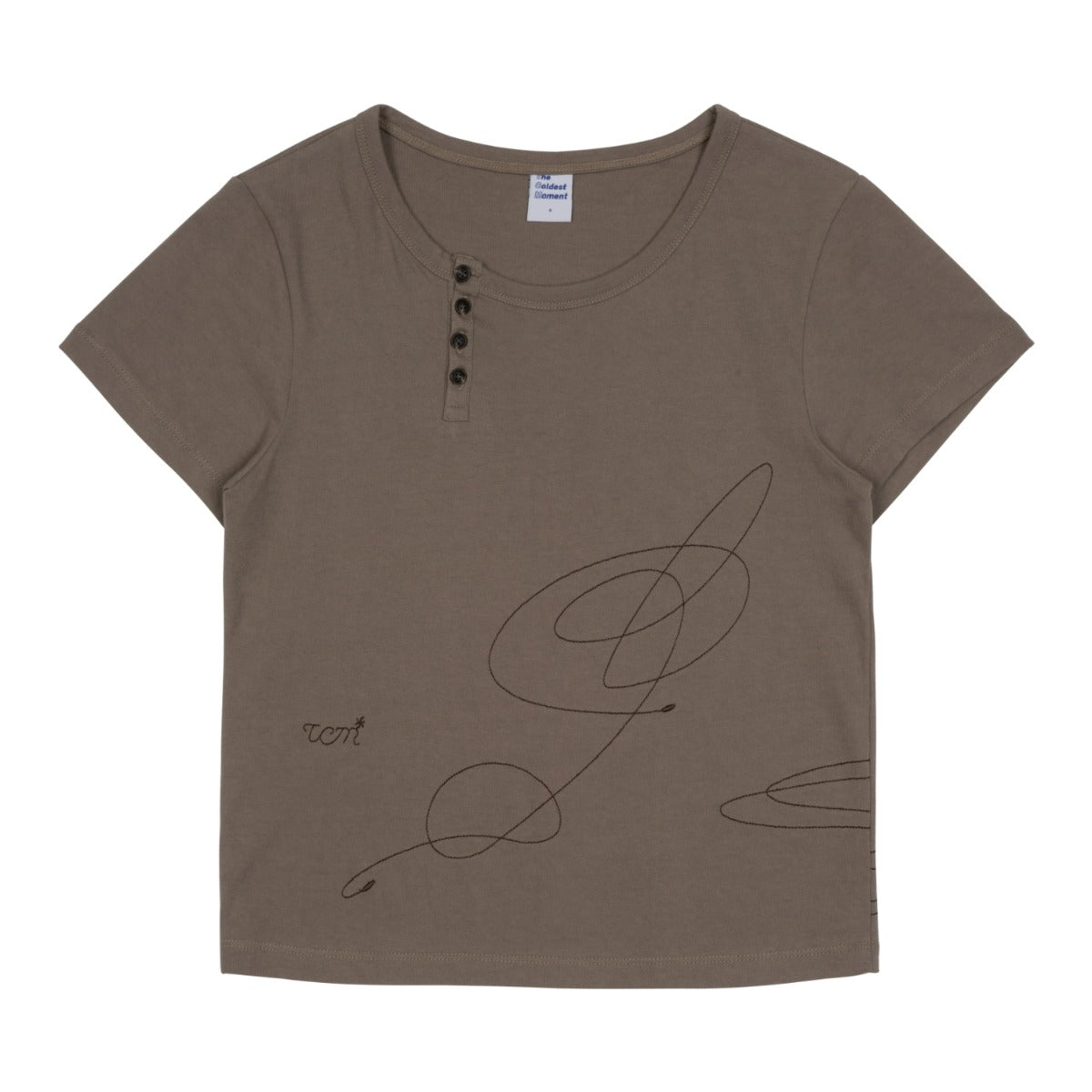 (w) TCM stitch side henly neck T (brown)