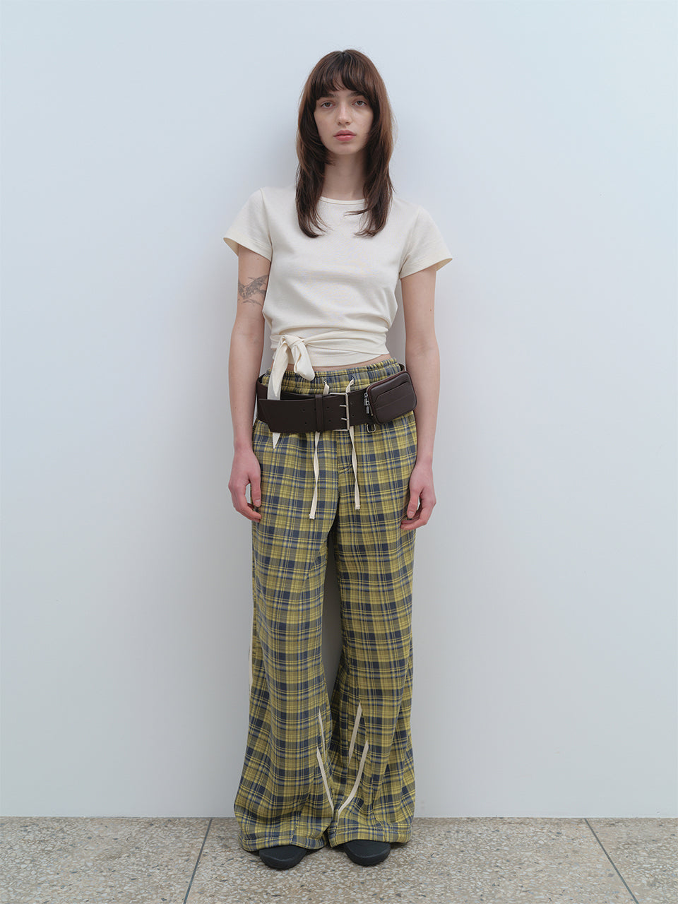 Curved Loose Track Pants Yellow