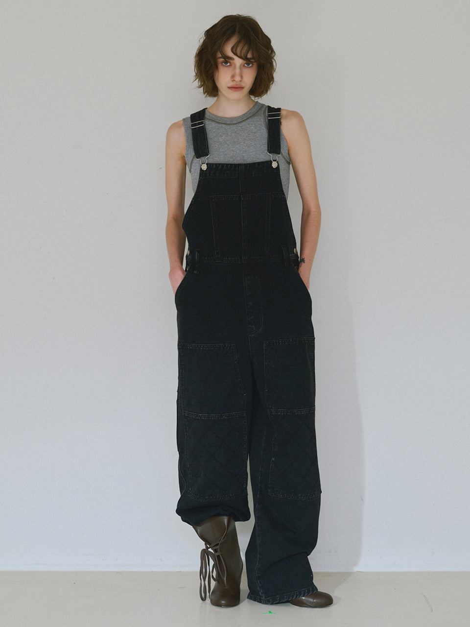 Double knee Cross Overalls Black