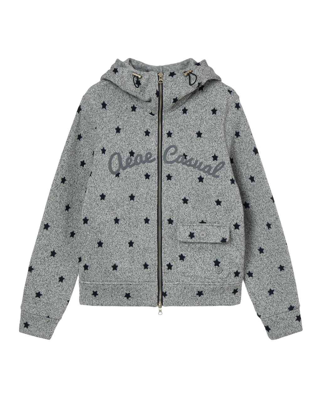 STAR HIGH NECK ZIP UP GREY