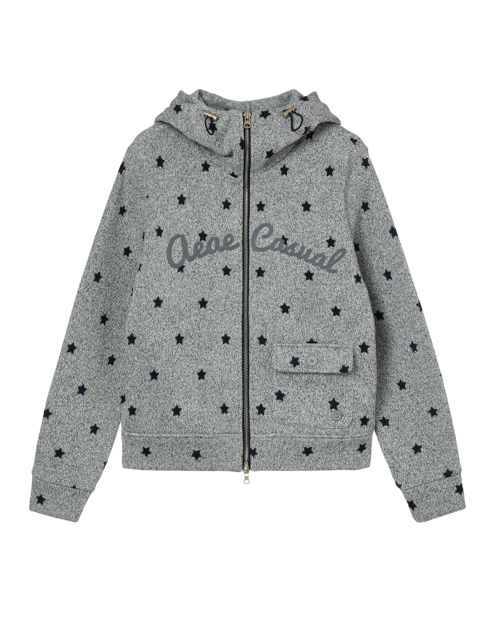 STAR HIGH NECK ZIP UP GREY