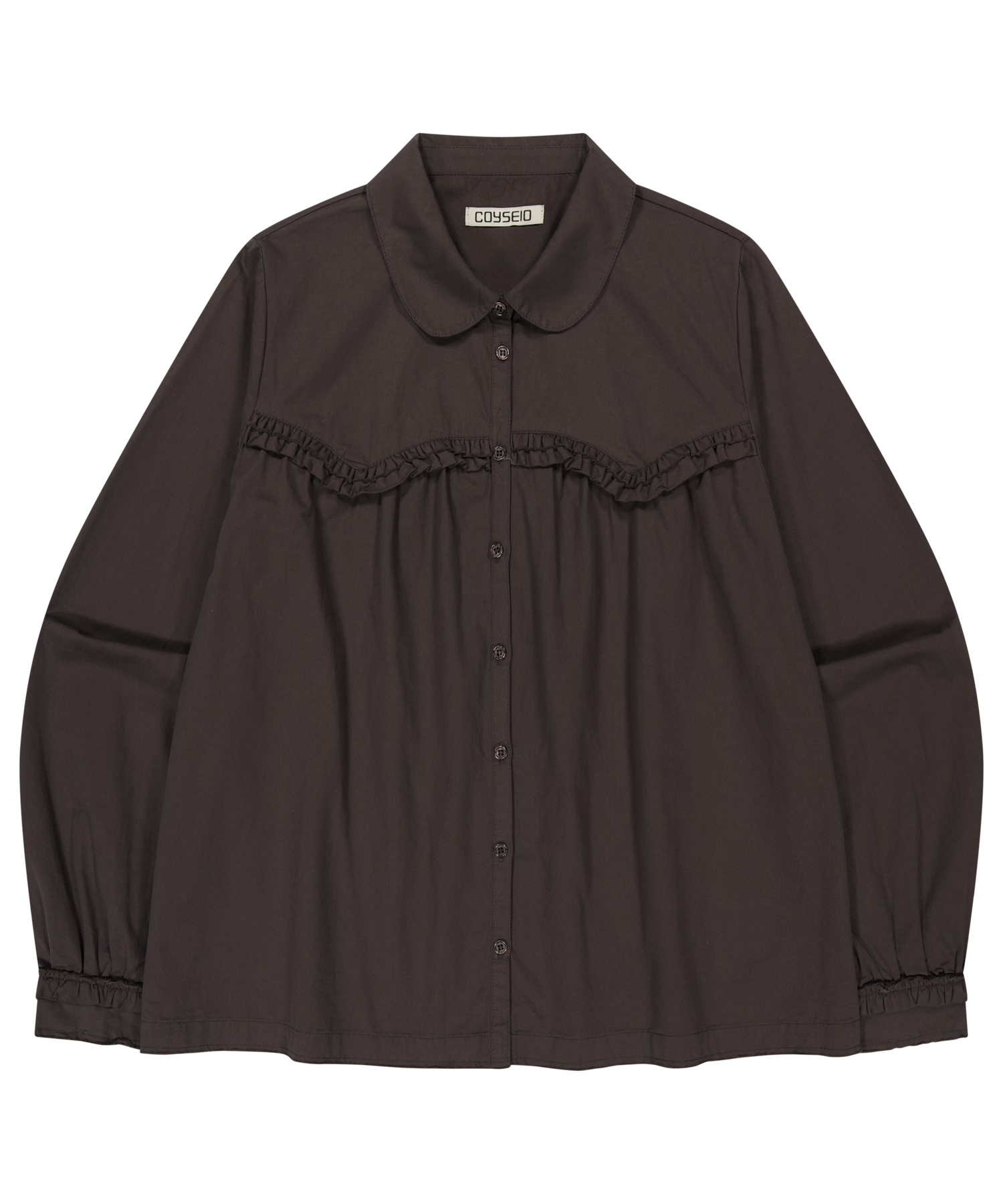 ROUGH CUT FRILL SHIRT BROWN