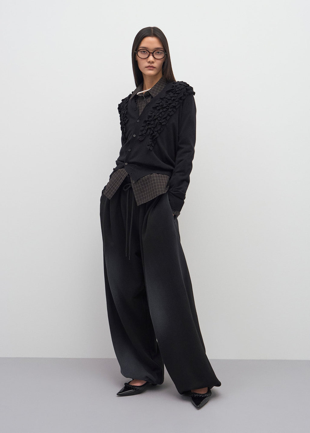 ASYMMETRIC FRILL CARDIGAN / 2 Color