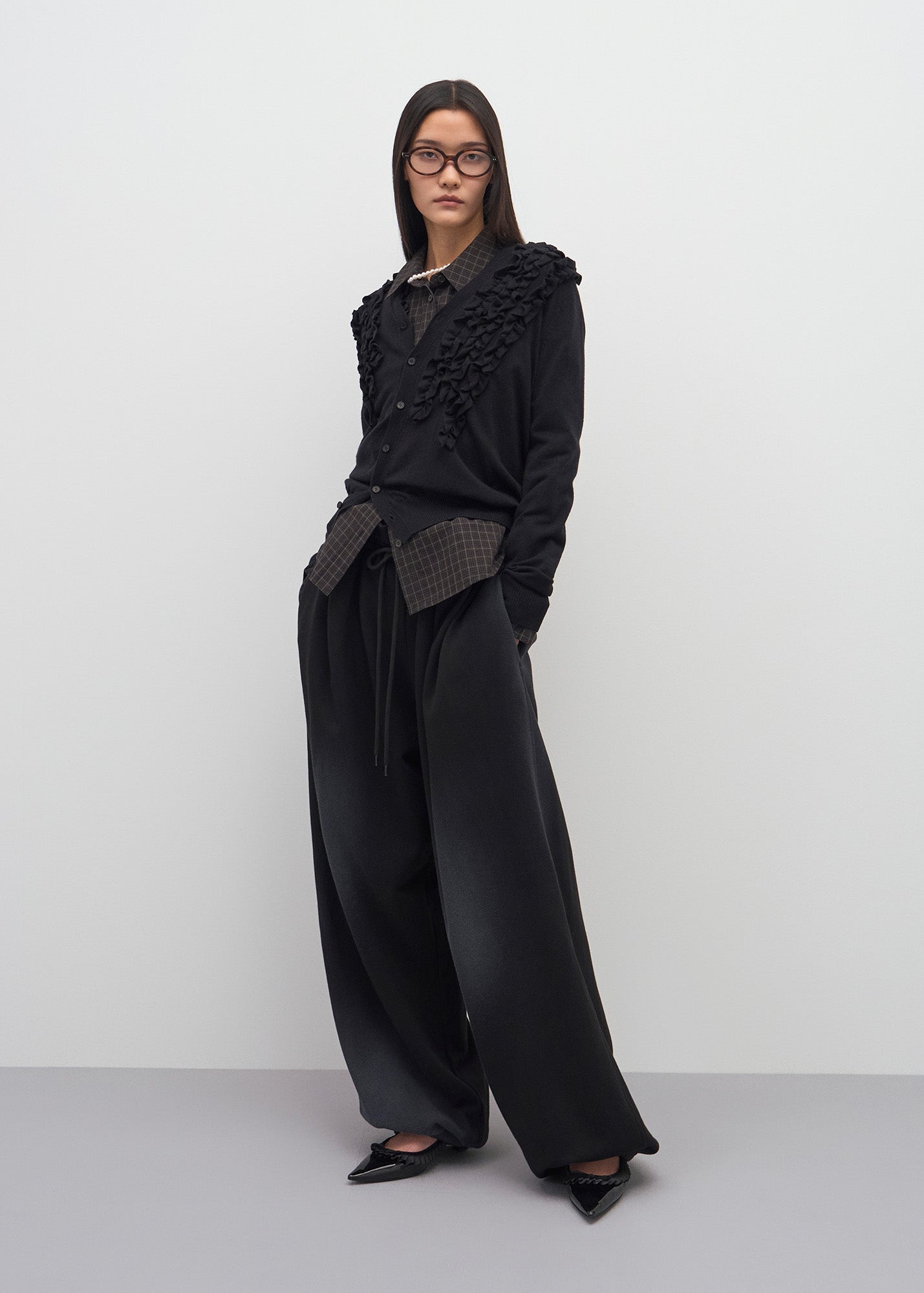 ASYMMETRIC FRILL CARDIGAN / 2 Color