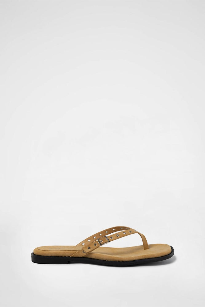 EYELET FLIP-FLOP / BEIGE