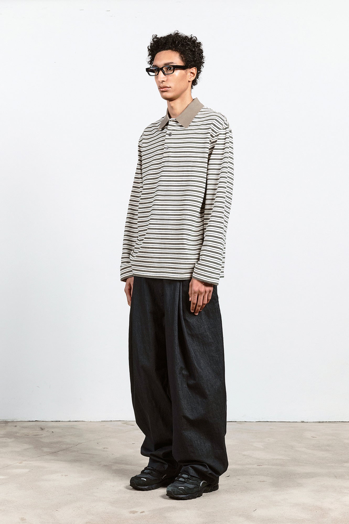 Banding Waist Double Pleated Trousers / 2 Color