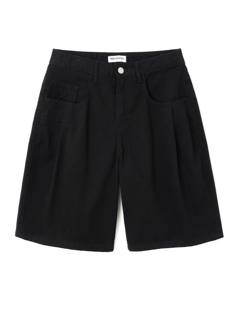 Denim Bermuda Pants Black