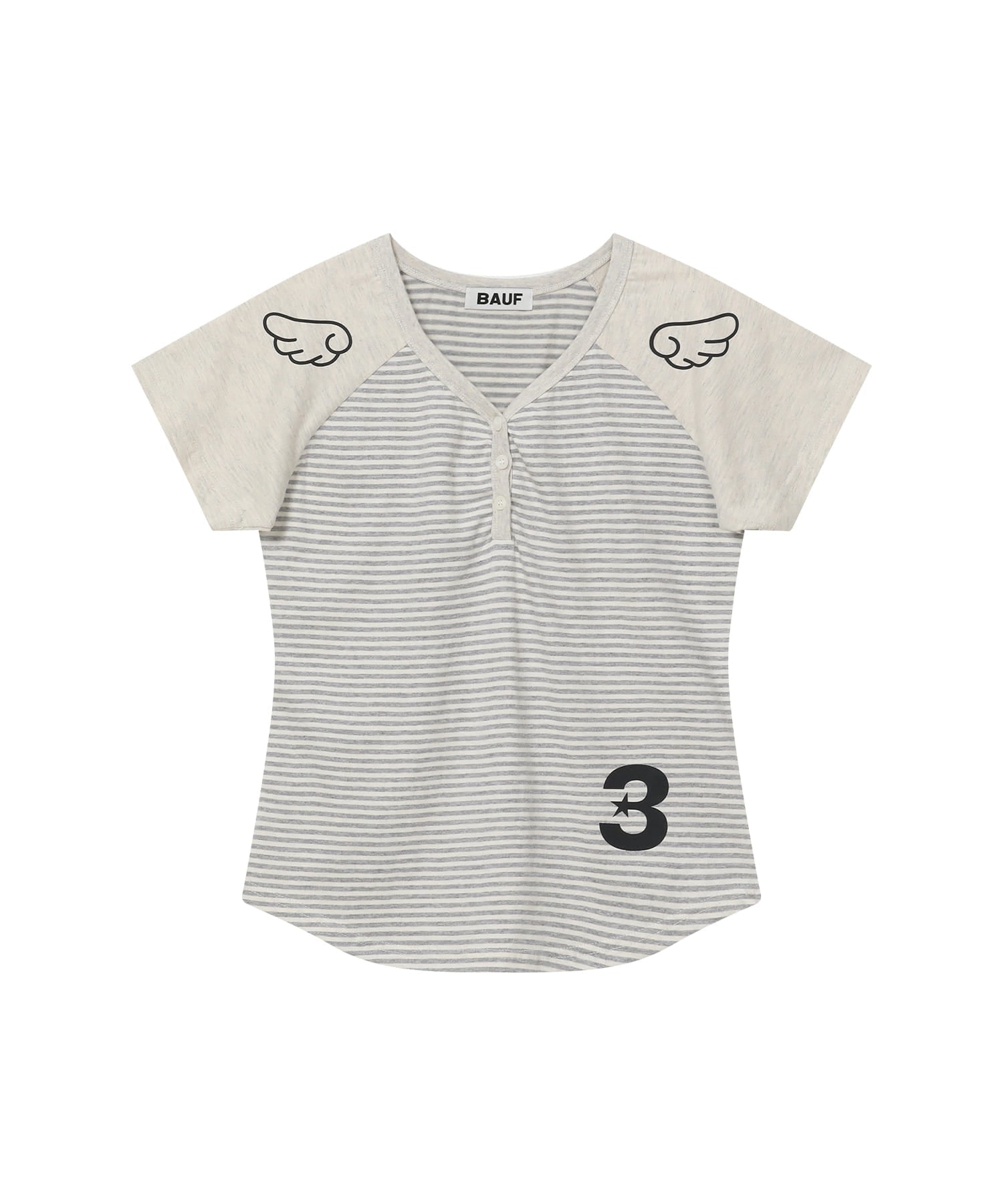 3 Button Angel Slim Fit T-Shirt Straight Gray