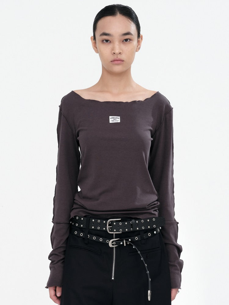 Fitted Long Sleeve Top Charcoal