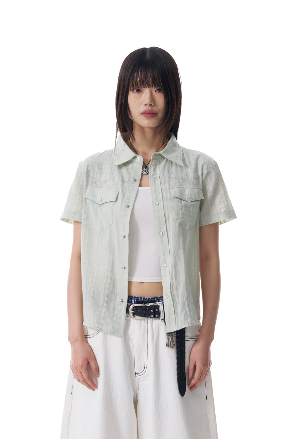 Patterned Western Half Shirts (Green)