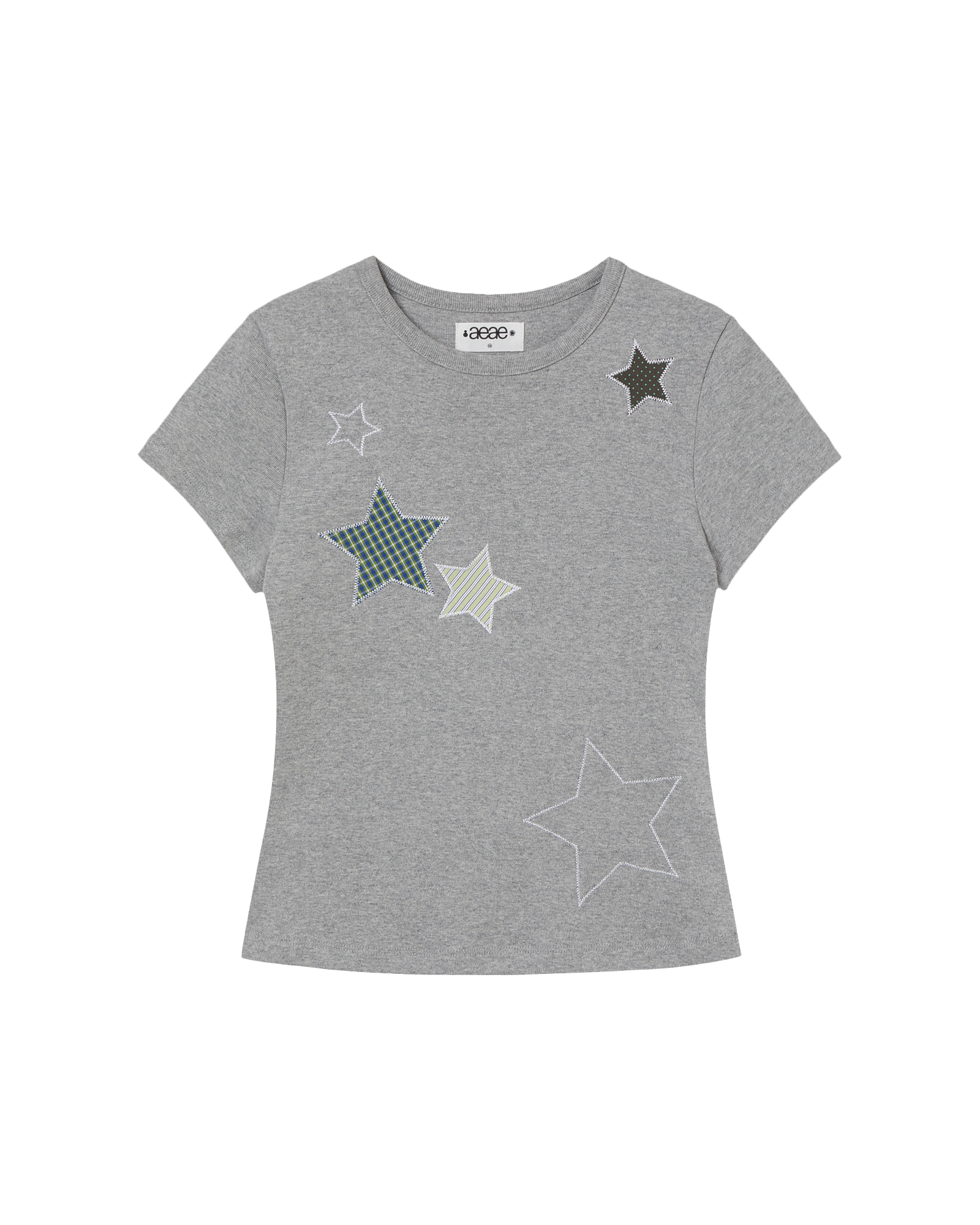 CHECK STAR TEE MELANGE GREY
