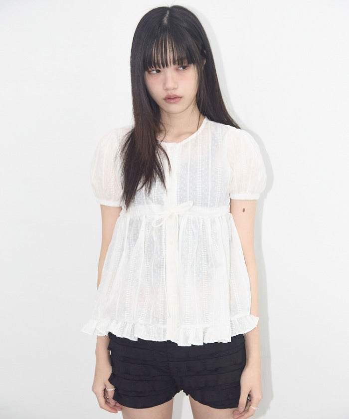 SHIRRING PUFF BLOUSE (WHITE)