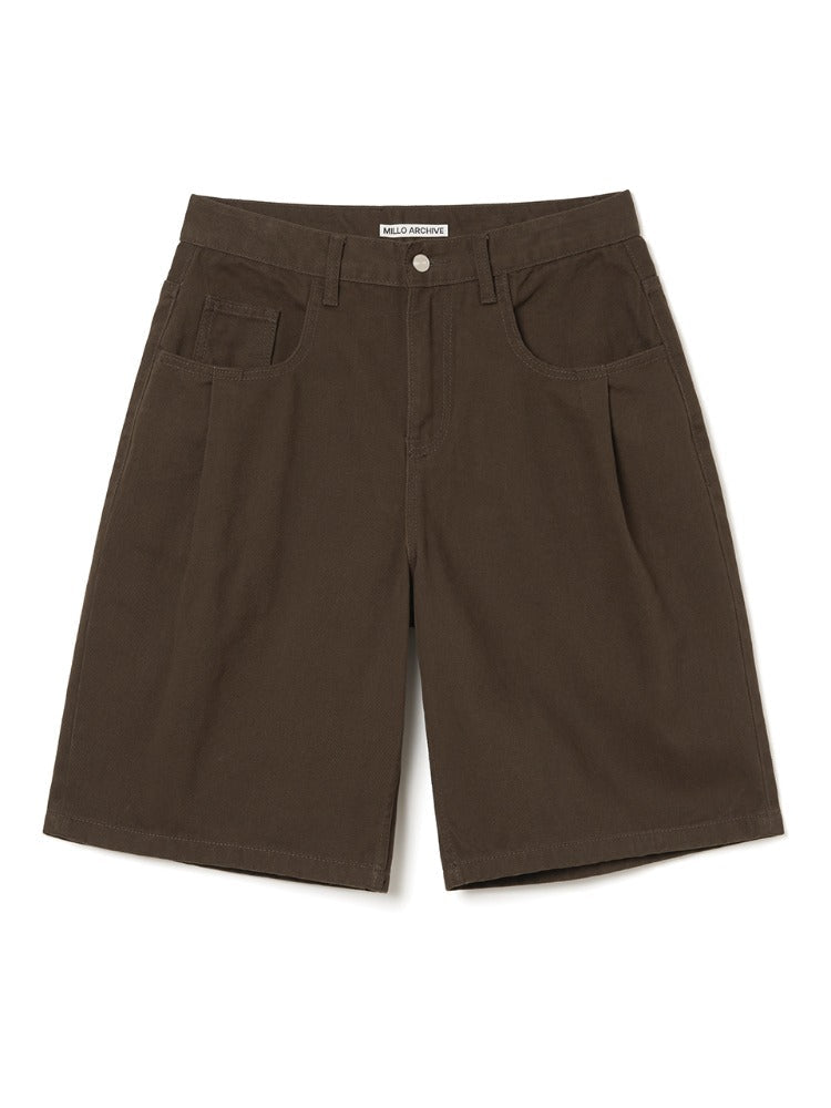 Denim Bermuda Pants Brown