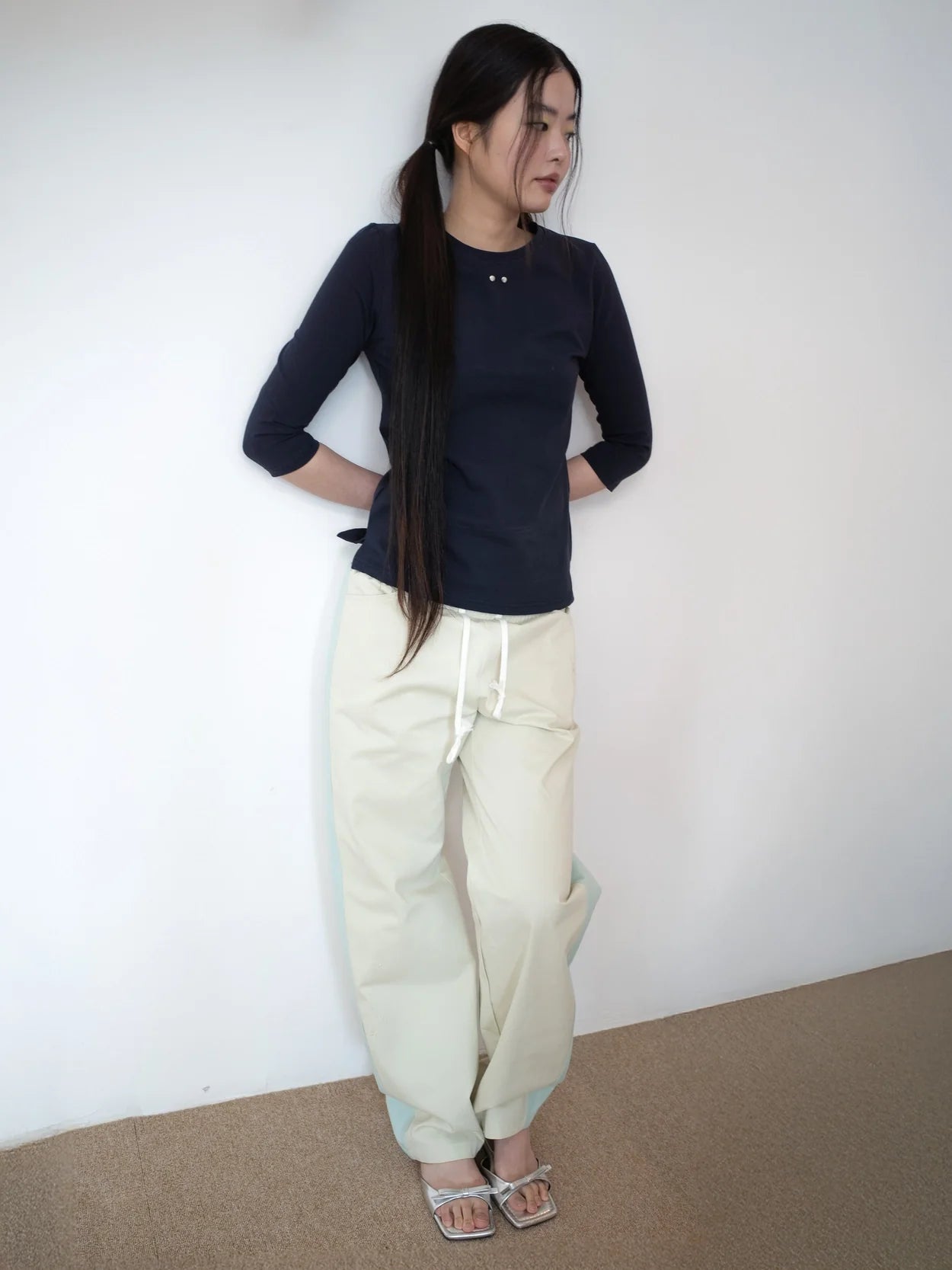 DOODLE CURVED PANTS (LIGHT YELLOW)