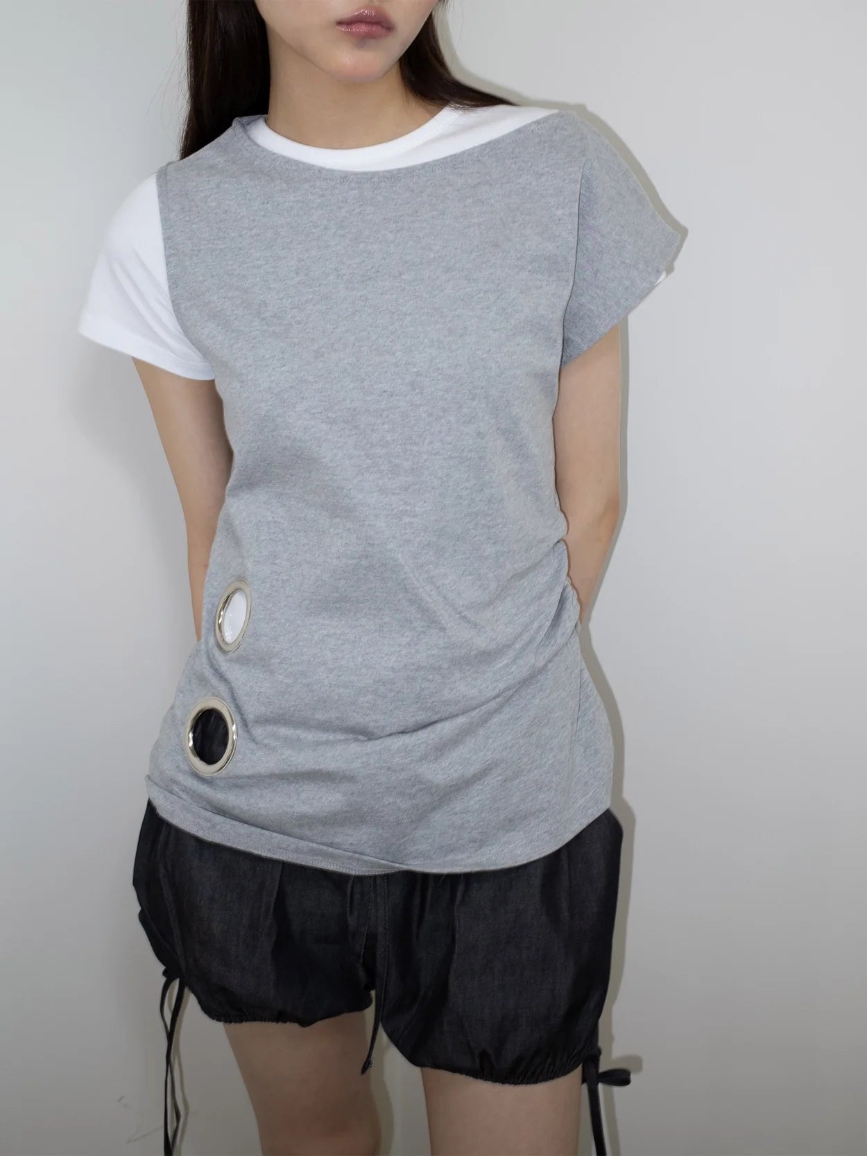 EYELET LOOSE SLEEVELESS (MELANGE)