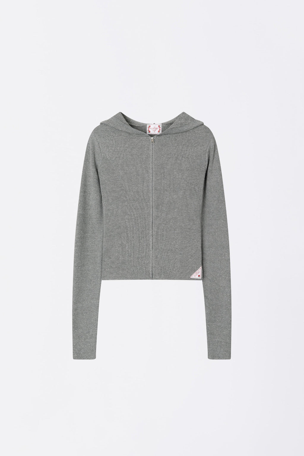 Silhouette Knit Zip-Up Hoodie Melange Gray