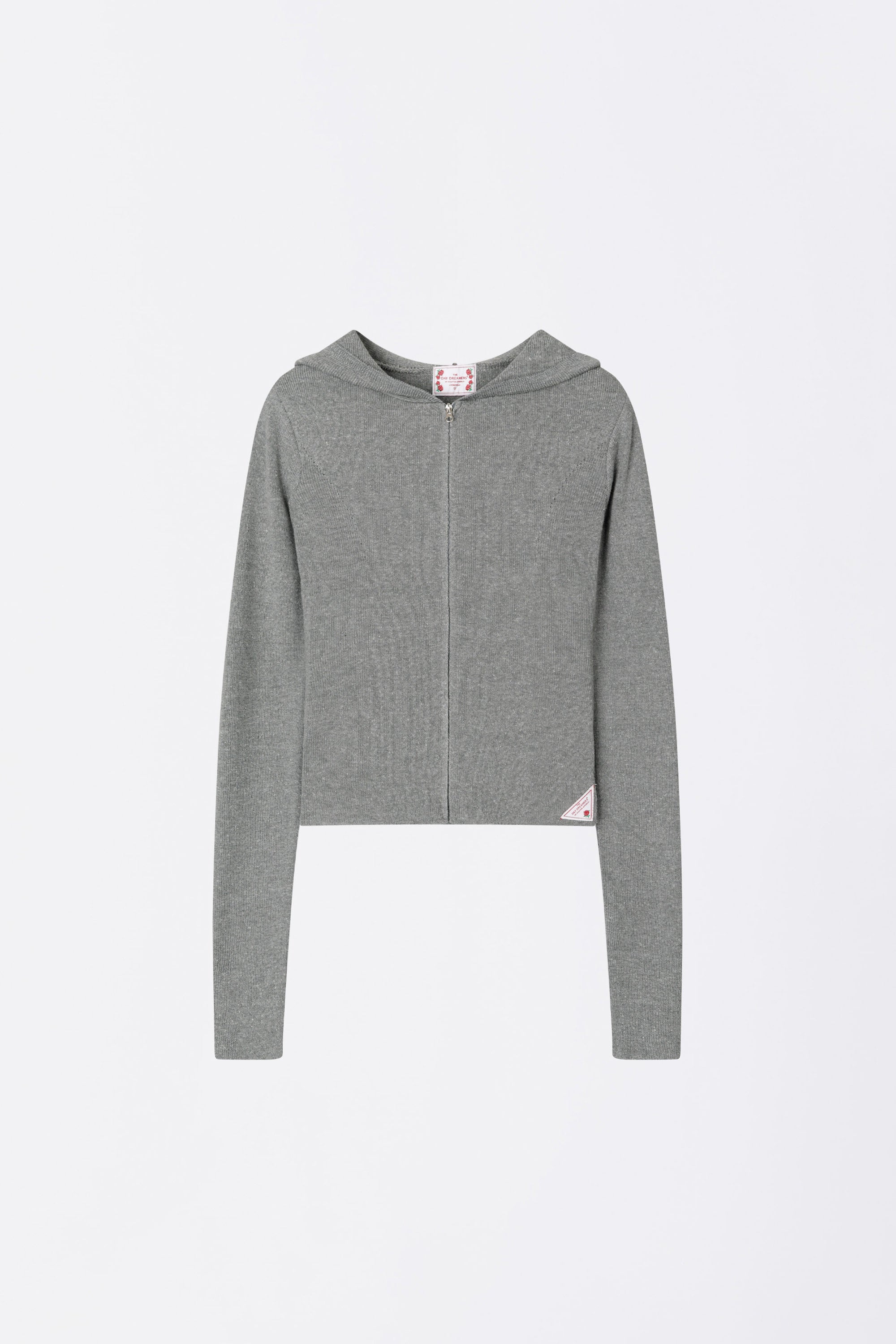 Silhouette Knit Zip-Up Hoodie Melange Gray