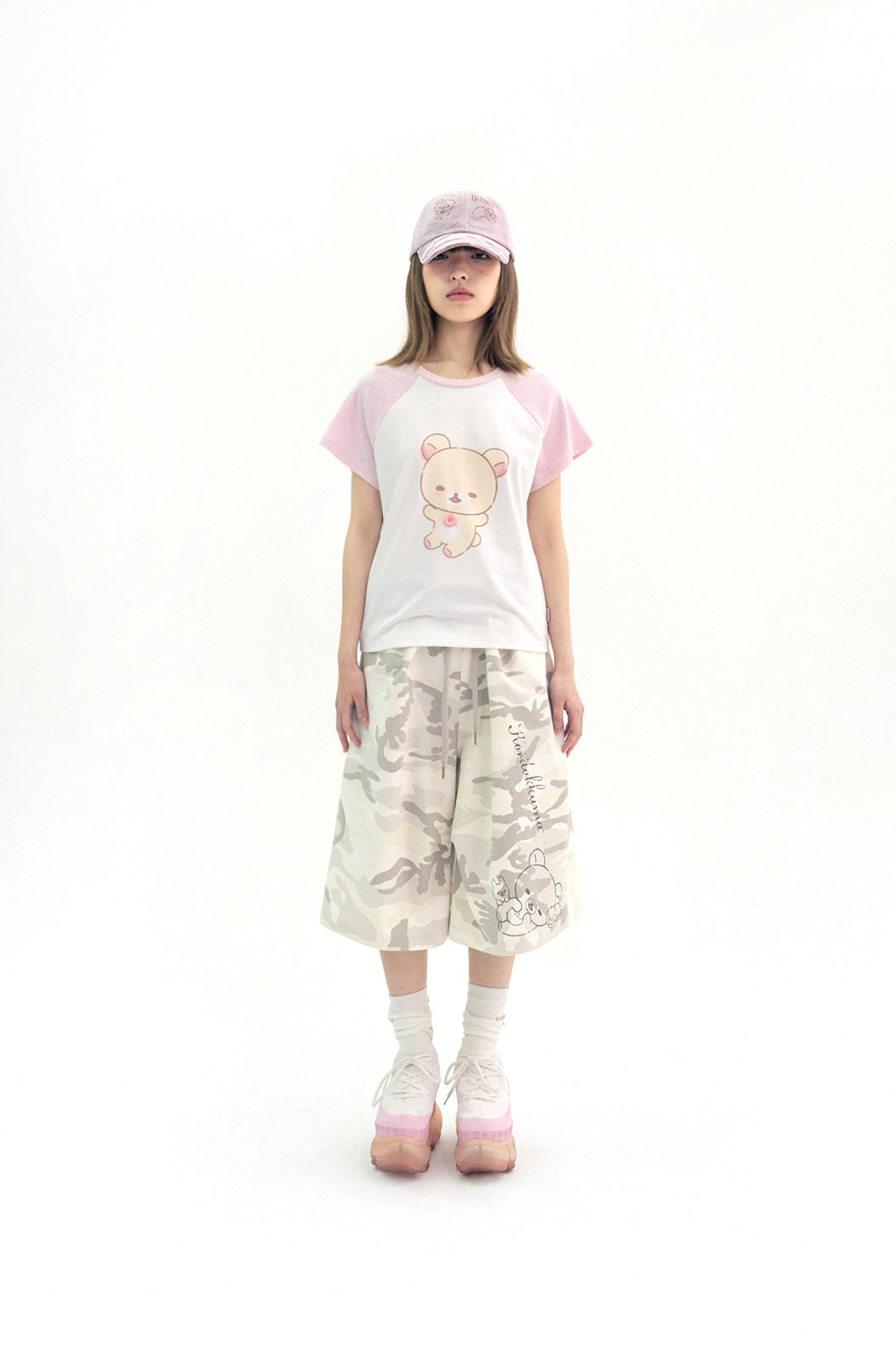 Korilakkuma dot raglan tee (White)