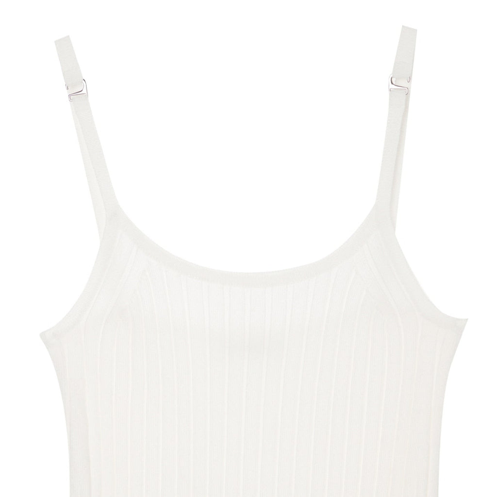 SUSPENDERS RIBBED KNIT DRESS IVORY / 2 COLOR