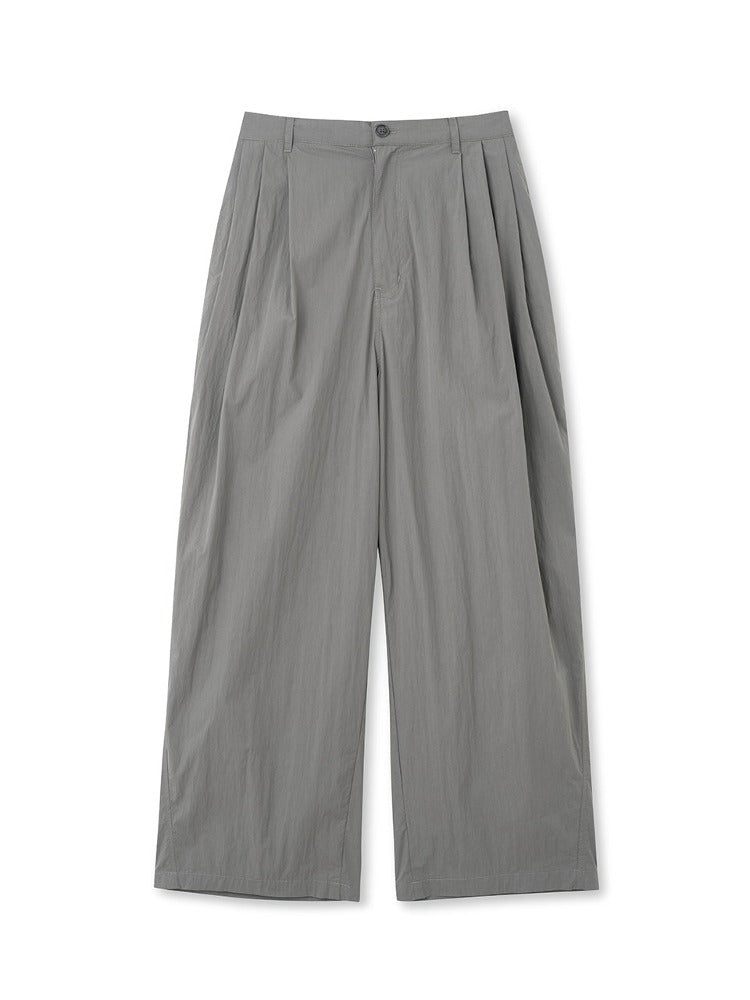 Three Tuck Wide Chino Pants Gray