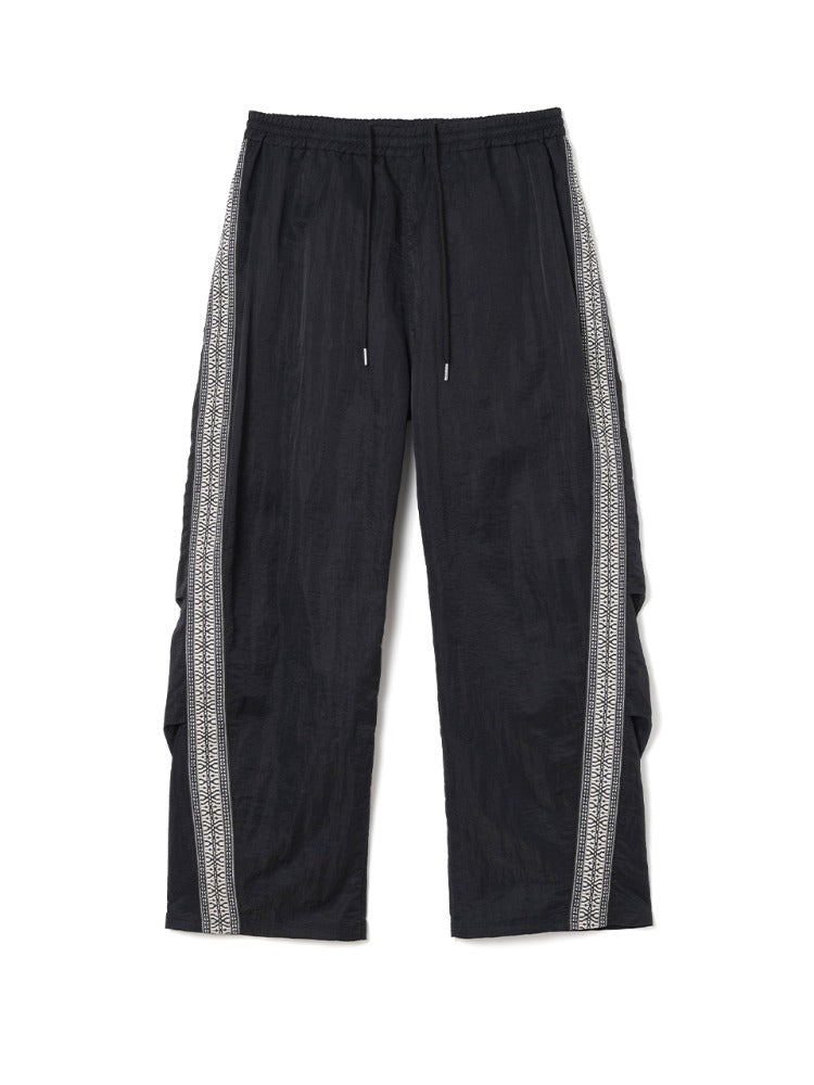 Wide Track Line Pants Black