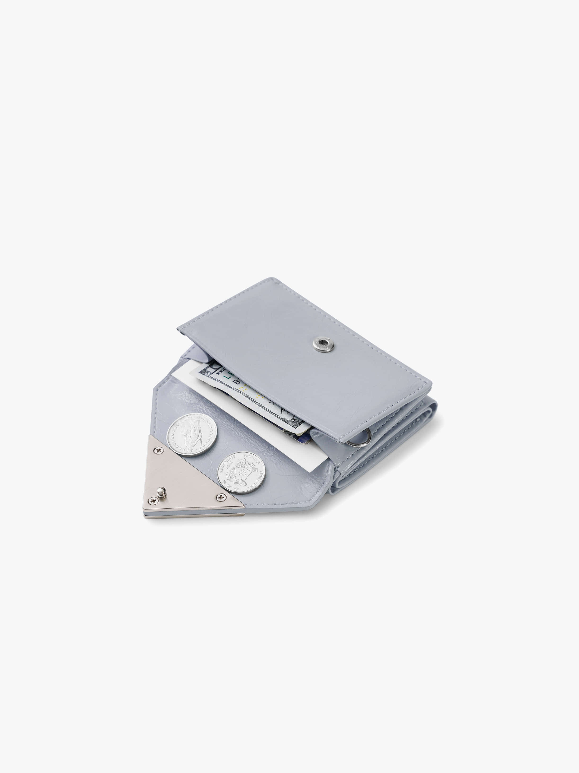 CRINKLE TRIANGLE TRIPLE WALLET - MISTY LAVENDER