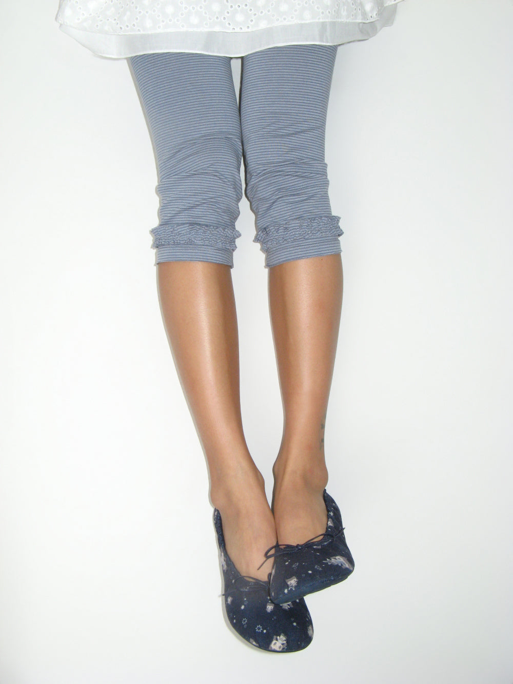 STRIPE ROUGH LEGGINGS ASH BLUE