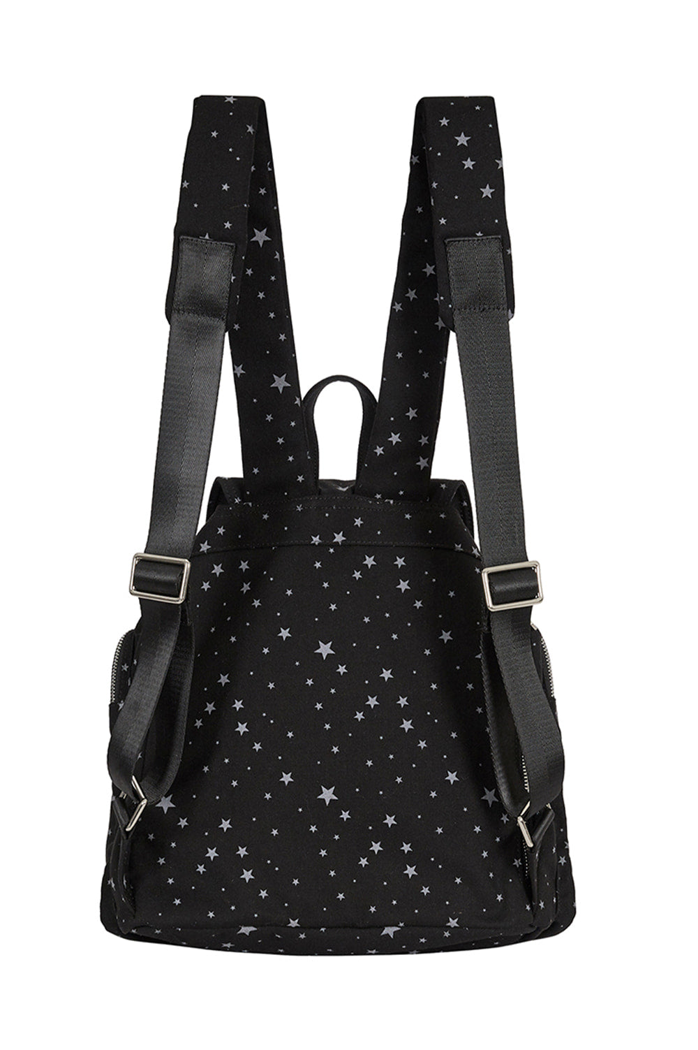 Pattern Buckle Backpack Star Black