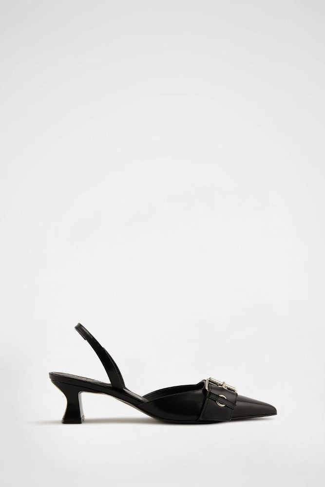 POINTED BUCKLE SLINGBACKS / BLACK