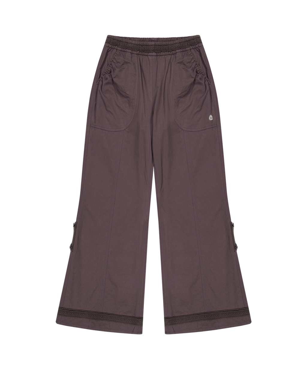 LACE COTTON PANTS RED BEAN