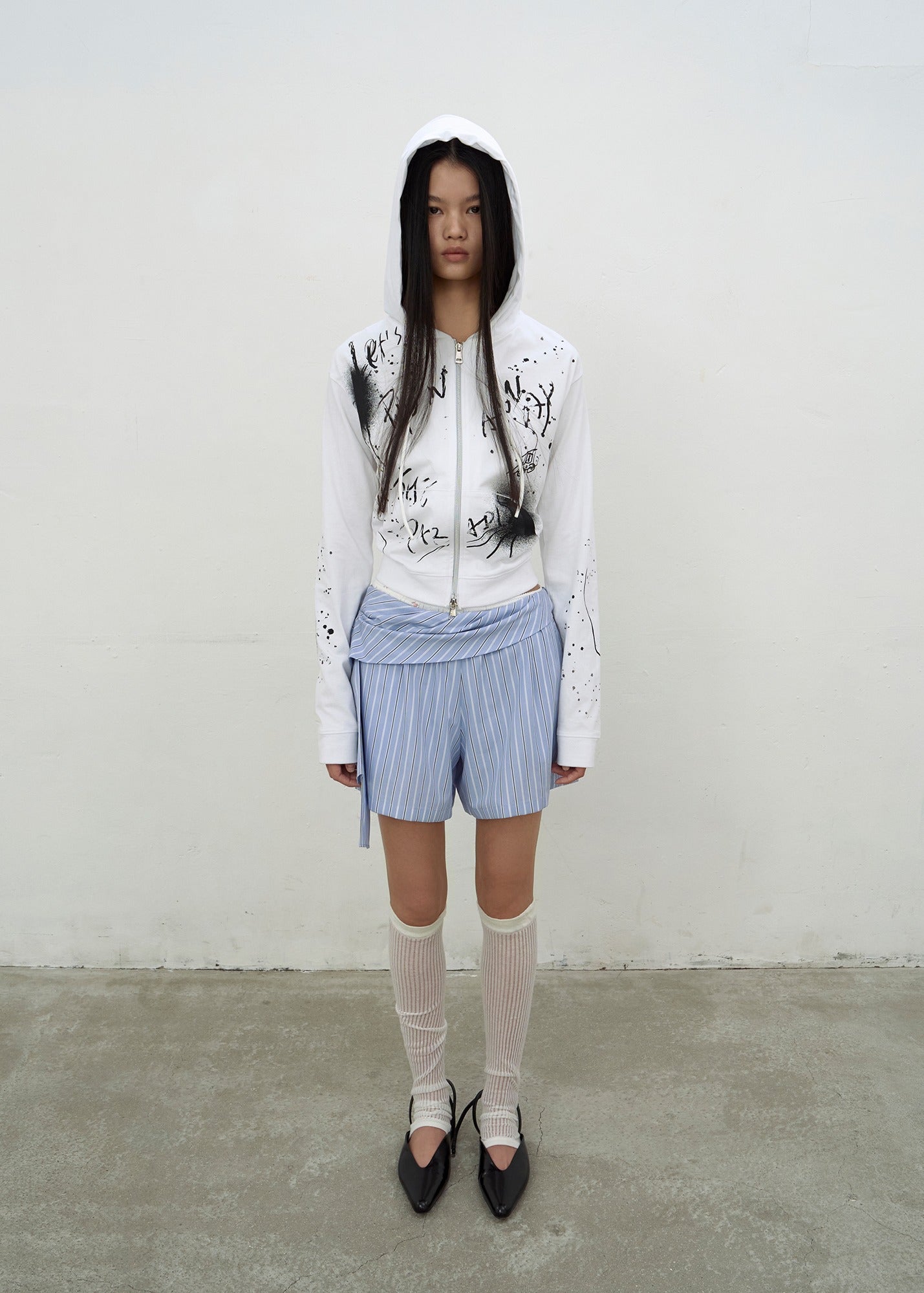 STRIPED SLEEP SHORTS (SKY BLUE)