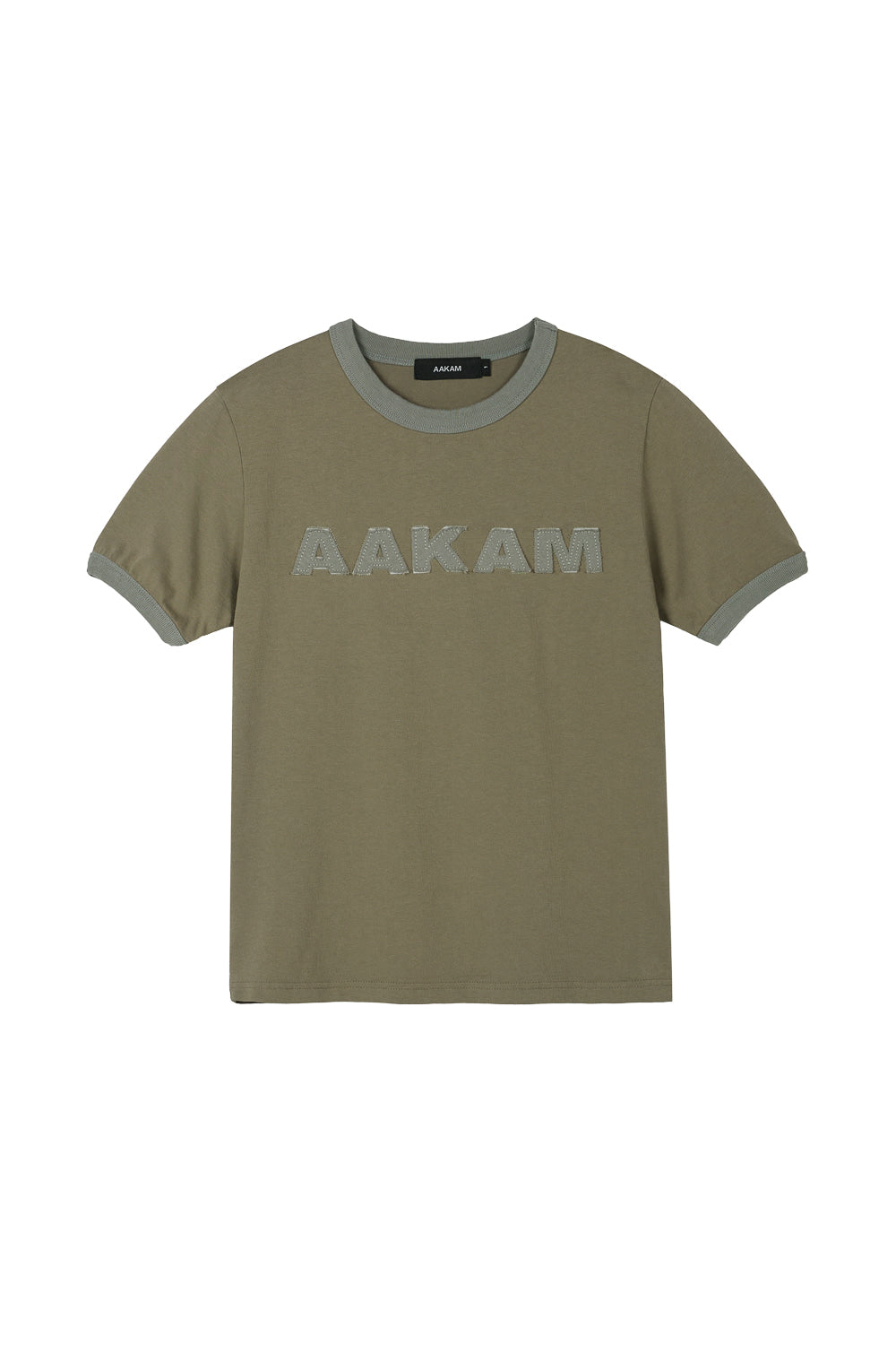 Logo Patch Ringer Top (Khaki-Gray)
