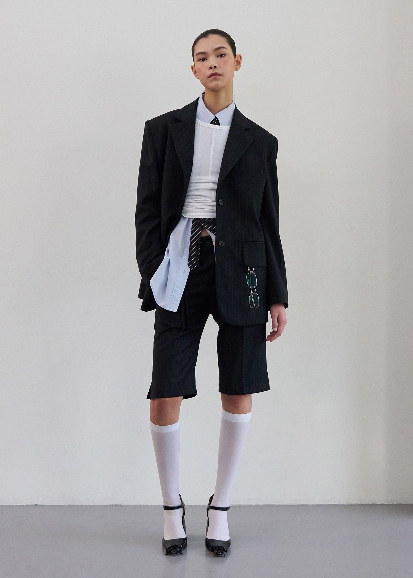 PINSTRIPED OVERSIZED BLAZER / 2 Color