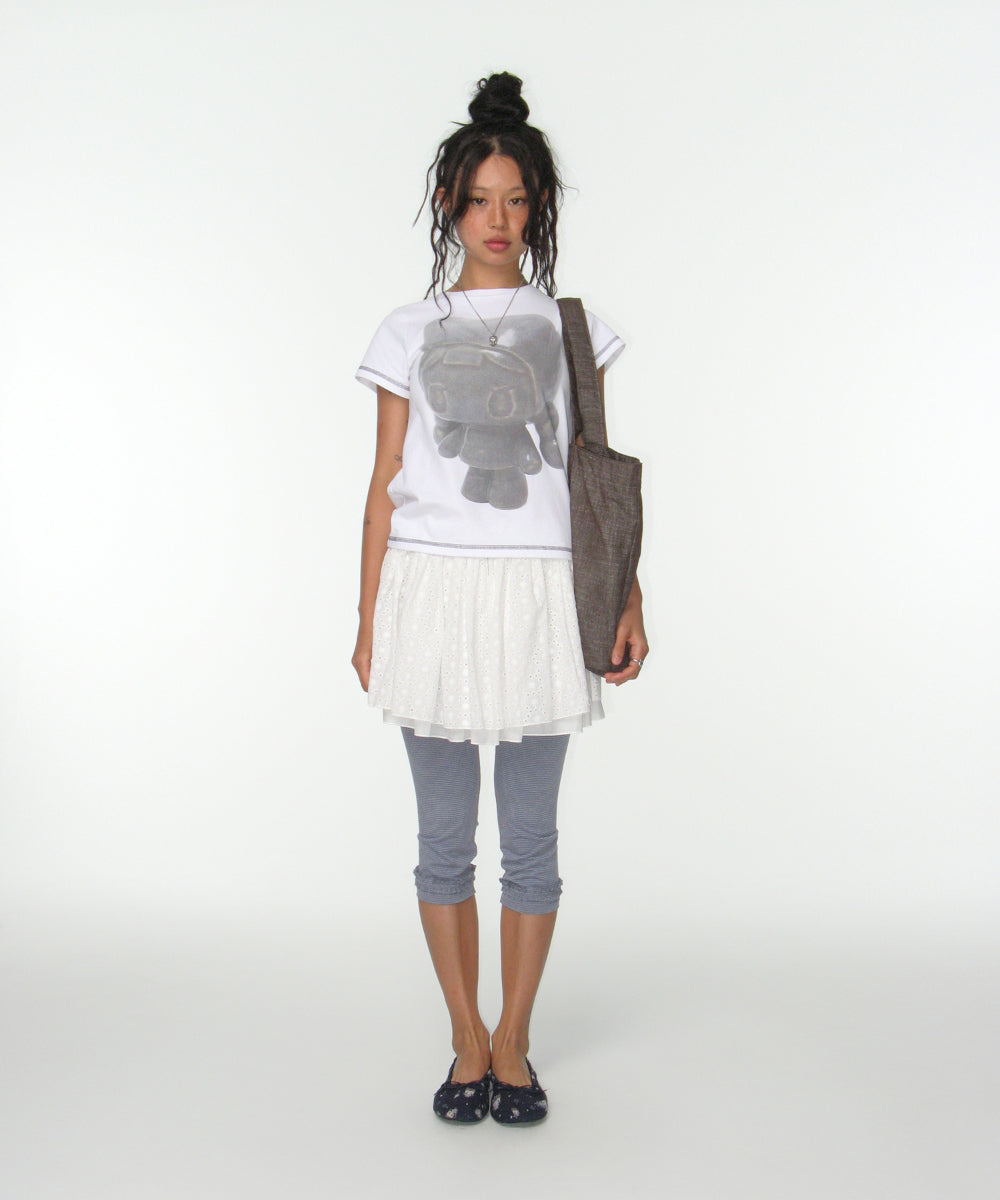 FLOWER PUNCHING SKIRT WHITE